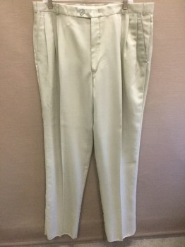 Mens, Suit, Pants, MARIO ROSSI, Dove Gray, Wool, Solid, Open, W:38, Pleated Waist, Button Tab Waist, Zip Fly, 4 Pockets, Straight Leg, 1990's **Has Stain at Right Knee