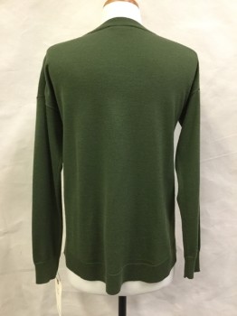 Womens, Pullover, J CREW, Moss Green, Wool, Cotton, Solid, XS, Crew Neck, Long Sleeves,