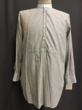Mens, Shirt, DARCY, White, Taupe, Black, Cotton, Stripes, 32, 15, 3 Buttons,  Collar Band, Pleated Center Front, Long Sleeves, Multiple