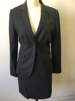 BANANA REPUBLIC, Navy Blue, Midnight Blue, Wool, Spandex, Birds Eye Weave, Navy/Midnight Blue Specked Weave, Pencil Skirt, Knee Length, 4" Wide Waistband, 2 Side Pockets, Invisible Zipper at Center Back