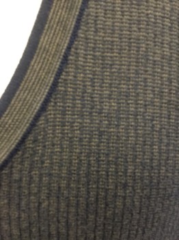 Mens, Sweater Vest, CUTTER & BUCK, Navy Blue, Olive Green, Cotton, Heathered, Stripes - Vertical , XL, V-neck, Pullover, Rib Knit Trim