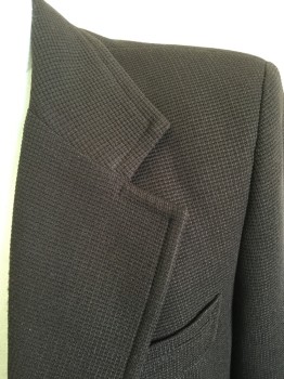 STANLEY BLACKER, Dk Brown, Polyester, Solid, Waffle Knit, Single Breasted, Collar Attached, Notched Lapel, 3 Pockets, 2 Gold Button