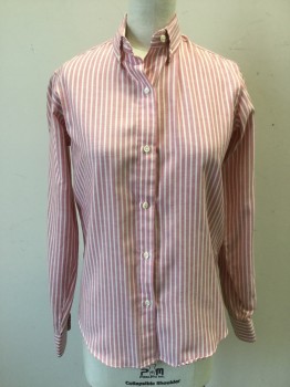Womens, Shirt, MR. WITT, Red, White, Cotton, Polyester, Stripes - Vertical , 6, Button Front, Collar Attached, Button Down Collar, Long Sleeves