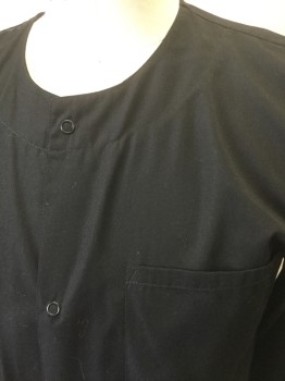 Unisex, Scrubs, Jacket Unisex, CHEROKEE, Black, Poly/Cotton, Solid, S, Long Sleeves, Snap Closures Down Center Front, Round Neck, 3 Patch Pockets, Rib Knit Cuffs
