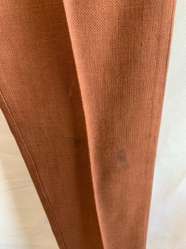 KOTZIN CO, Brown, Synthetic, Solid, Flat Front, Zip Fly, 4 Pockets, Belt Loops, Yoke Back, *Stained Front, Large Stain at Knee*