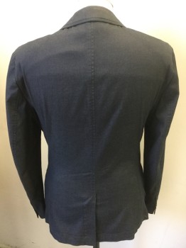Mens, Sportcoat/Blazer, BOSS, Charcoal Gray, Cotton, Solid, 40R, Single Breasted, 2 Buttons,  3 Pockets, Notched Lapel with Top Stitching, Fitted/Slim Fit,