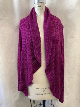 CHARTERCLUB, Magenta Purple, Cotton, Rayon, Waterfall Cardigan, Knit, Open Front, Long Sleeves