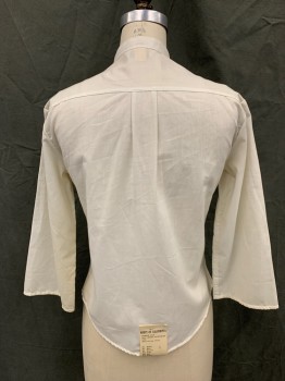 KORET OF CA, Eggshell White, Polyester, Cotton, Solid, Button Front, Band Collar, 3/ Sleeve