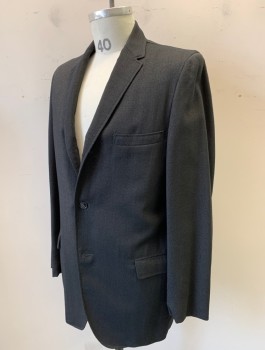 Mens, 1960s Vintage, Suit, Jacket, MODERN, Black, Brown, Wool, Speckled, 40L, Single Breasted, Notched Lapel, 3 Buttons, 3 Pockets