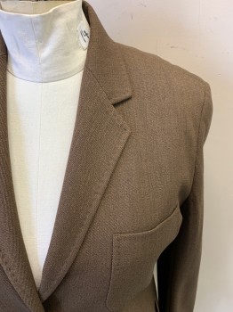 Womens, Suit, Jacket, MAX MARA, Brown, Tan Brown, Wool, Elastane, 2 Color Weave, 14, Suit Jacket/Blazer, 2 Buttons,  Notched Lapel, 3 Pockets, 3 Button Sleeves
