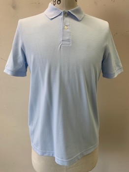 St. John's Bay, Baby Blue, Cotton, Polyester, Solid, S/S, C.A, 2 Buttons