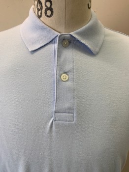 Mens, Polo, St. John's Bay, Baby Blue, Cotton, Polyester, Solid, S, S/S, C.A, 2 Buttons