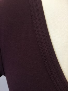 Womens, Top, H By BORDEAUX, Red Burgundy, Rayon, Spandex, Heathered, L, Burgundy, Double Seams 3 Layers Deep V-neck & Vback, Cap Sleeves