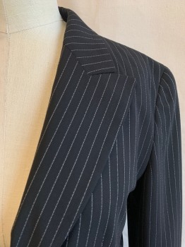 Womens, Suit, Jacket, MAX MARA, Black, White, Wool, Stripes - Pin, W27, B34, Single Breasted, 1 Button, Peaked Lapel, 2 Pockets, 1 Button Cuff