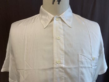 INTRO, Ivory White, Silk, Solid, China Silk, B.F., S/S, C.A., 1 Patch Pocket,