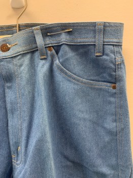 Mens, Jeans, LEVI'S , Lt Blue, Cotton, Solid, 38/32, 5 Pckts, Zip Fly, Belt Loops, *Discoloration At Front And Back Right Leg*