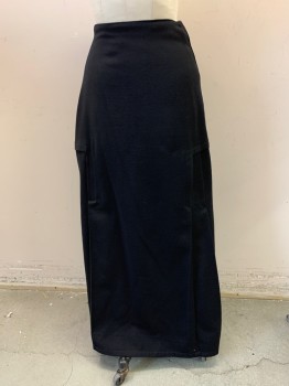 NL, Black, Wool, Solid, Inset Side Pleats From Hips Down Side Hook and Eye