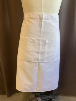 CULINARY CLASSICS, White, Poly/Cotton, Solid, Ties at Waist, 2 Pockets