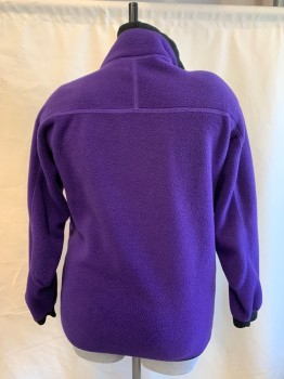 Womens, Jacket, REI, Purple, Black, Polyester, Solid, 12, Stand Color with Contrast Facing, Zip Front, L/S, 2 Zip Pocket, Black Trims