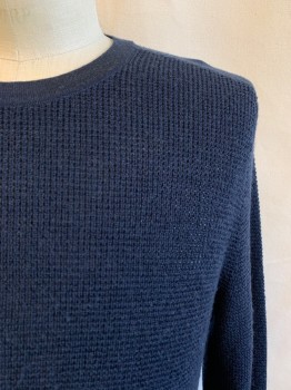 Mens, Pullover Sweater, BLOOMINGDALE'S, Navy Blue, Wool, Solid, M, Crew Neck, Long Sleeves
