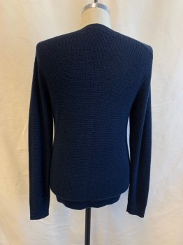 Mens, Pullover Sweater, BLOOMINGDALE'S, Navy Blue, Wool, Solid, M, Crew Neck, Long Sleeves