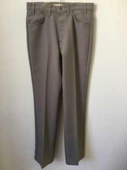 LEVI'S , Taupe, Polyester, Solid, Polyester Ribbed Twill, Light Gray Topstitching, Flat Front, 4 Pockets, Zip Fly, Straight Leg,