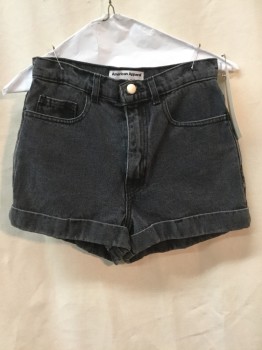 Womens, Shorts, AMERICAN APPAREL, Faded Black, Cotton, Solid, 26, Faded Black, Cuffed