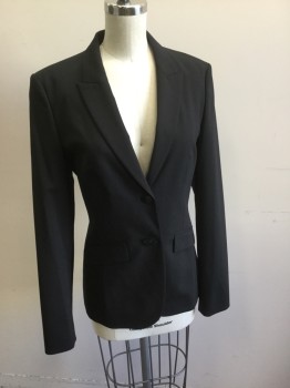 Womens, Suit, Jacket, BOSS, Black, Wool, Lycra, Solid, 2, Jacket -  2 Button Single Breasted, Peaked Lapel, 2 Pockets,