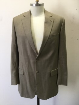 JOSEPH FEISS, Lt Brown, Wool, Solid, Single Breasted, Collar Attached, Notched Lapel, 2 Buttons,  3 Pockets