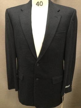 Mens, Sportcoat/Blazer, HICKEY FREEMAN, Navy Blue, Cashmere, Solid, 40 R, 2 Buttons,  Notched Lapel, 3 Pockets,