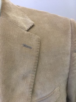 Mens, Sportcoat/Blazer, RALPH LAUREN, Tan Brown, Cotton, Solid, 42R, Corduroy, Single Breasted, Notched Lapel, 2 Buttons, 3 Pockets