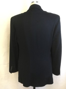 Mens, Sportcoat/Blazer, JOSEPH & LYMAN, Black, Cashmere, Solid, 38R, Single Breasted, Collar Attached, Notched Lapel, 3 Pockets, Long Sleeves, 2 Buttons
