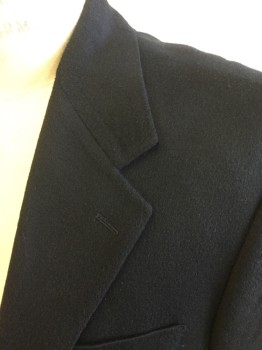 Mens, Sportcoat/Blazer, JOSEPH & LYMAN, Black, Cashmere, Solid, 38R, Single Breasted, Collar Attached, Notched Lapel, 3 Pockets, Long Sleeves, 2 Buttons