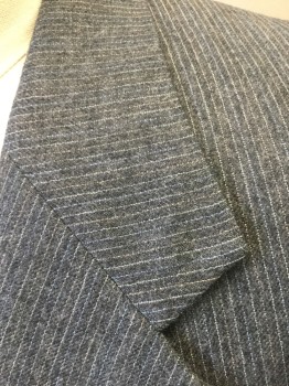 GIVENCHY, Gray, Wool, with Light Blue and Cream Pinstripes, Single Breasted, Notched Lapel, 1 Button,