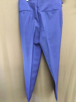 Mens, 1960s Vintage, Suit, Pants, JOHN MATTHEWS, Royal Blue, Wool, Silk, Solid, 34/30, Flat Front, Zip Fly, Tab Buckle Belt