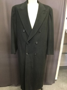 LORO PIANA, Olive Green, Wool, Solid, Peaked Lapel, Double Breasted, Slit Pockets