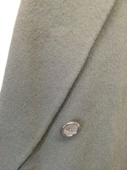 LORO PIANA, Olive Green, Wool, Solid, Peaked Lapel, Double Breasted, Slit Pockets