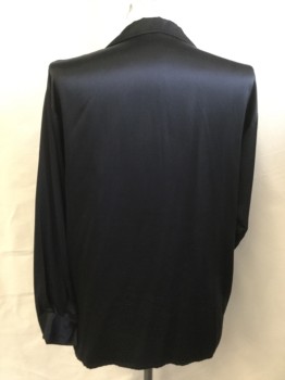 Mens, Club Shirt, CREME DE SILK, Black, Silk, Solid, L, Collar Attached, Button Front, Long Sleeves,