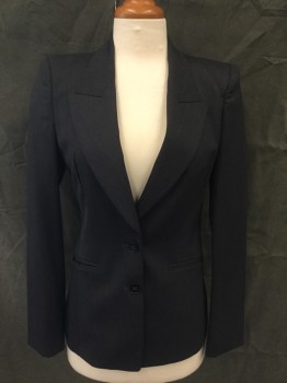 Womens, Suit, Jacket, HUGO BOSS, Charcoal Gray, Wool, Elastane, Stripes - Shadow, 2, Shadow Stripe, Single Breasted, Collar Attached, Peaked Lapel, 2 Welt Pockets, Sleeves Have Been Shortened 1" Fold Under Alteration