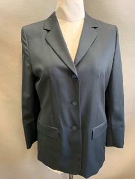 SAUTTER, Black, Wool, Solid, Pant Suit, Blazer: Single Breasted, Notched Lapel, 3 Buttons,  2 Pockets, Padded Shoulders