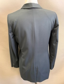 Womens, Suit, Jacket, SAUTTER, Black, Wool, Solid, W:27, B:36, Pant Suit, Blazer: Single Breasted, Notched Lapel, 3 Buttons,  2 Pockets, Padded Shoulders
