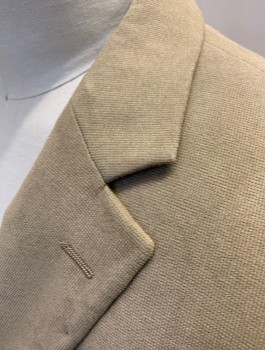 Mens, Sportcoat/Blazer, ANDREW FEZZA, Beige, Polyester, Solid, 42L, Single Breasted, Notched Lapel, 2 Buttons, 3 Pockets