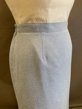 Womens, Suit, Skirt, SAG HARBOR, Powder Blue, White, Black, Polyester, Rayon, Speckled, Sz.16W, Bumpy Textured Boucle, Pencil Skirt, Knee Length, Elastic Sides