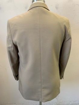 MILANO MODA, Tan Brown, Polyester, Solid, 3 Buttons,  Single Breasted, Notched Lapel, 3 Pockets, No Vents