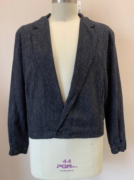 Mens, Jacket, FLORENZI, Black, Off White, Wool, Tweed, XL, 2 Buttons, Double Breasted, Notched Lapel, Side Pockets, Pleated Cuffs