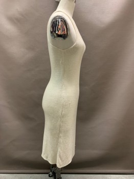 N/L, Cream, Rayon, Beaded, Solid, All Over Iridescent Beading, Slvls, One Shoulder, Body Conture