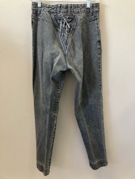 Womens, Jeans, GUESS, W: 28, Gray, Acid Wash, F.F, Zip Front, Belt Loops, 3 Pockets, Back Lace