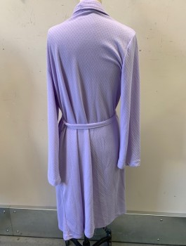 ADONNA, Lavender Purple, Polyester, Solid, Jersey With Self Diamond Pattern, L/S, Shawl Lapel, **Self Belt