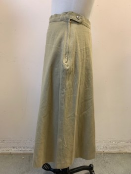 Womens, Skirt, MTO, Khaki Brown, Cotton, Solid, W31, 1940s Soft Twill, 6 Panel, Side Zip, Button Waist, Mid Calf Length, WPA, Multiple