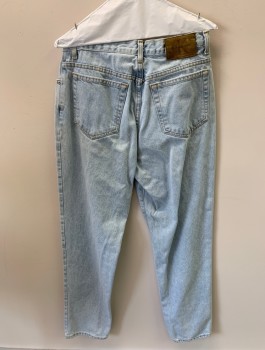 Womens, Jeans, CALVIN KLEIN, Lt Blue, Cotton, Solid, Acid Wash, 12, 5 Pockets, Zip Fly, Straight Leg